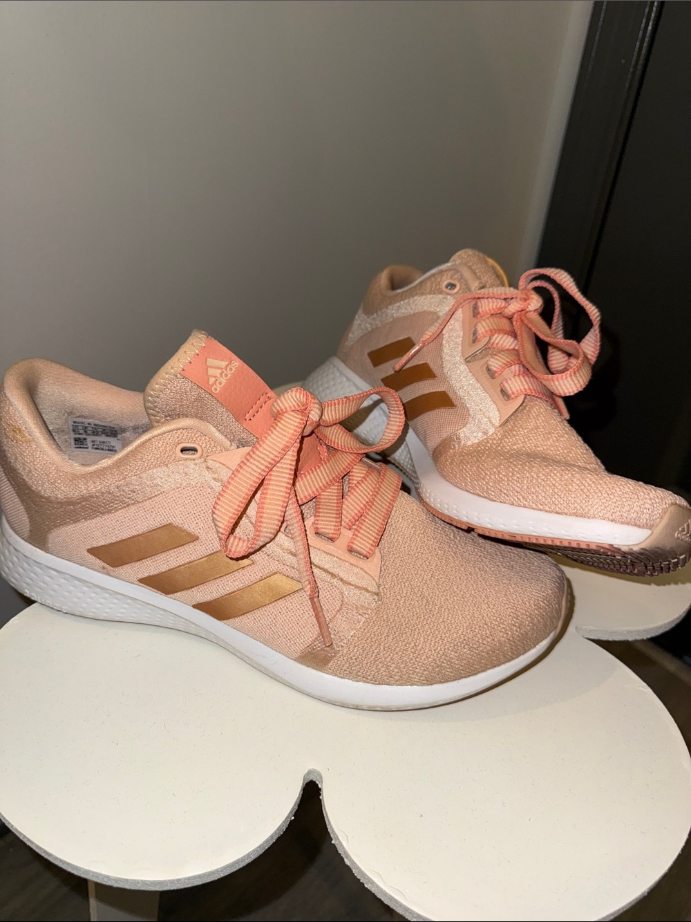 adidas Women's Peach and Gold Lightweight Athletic Sneakers